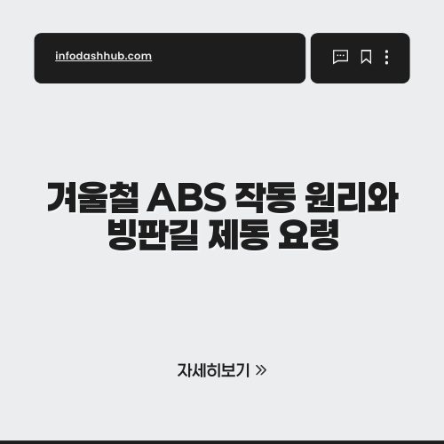 겨울철 ABS 작동 원리와 빙판길 제동 요령